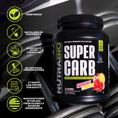 NutraBio Super Carb label emphasizes full disclosure of ingredients and transparency.