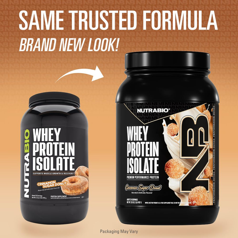 Scoop of NutraBio Whey Isolate delivering 25g protein per serving for training