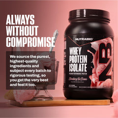 NutraBio product image hints at convenient on-the-go protein