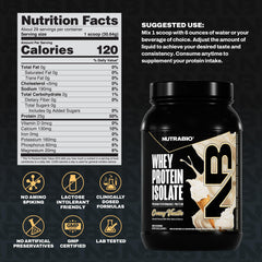 Scoop beside NutraBio isolate tub for convenient protein mixing