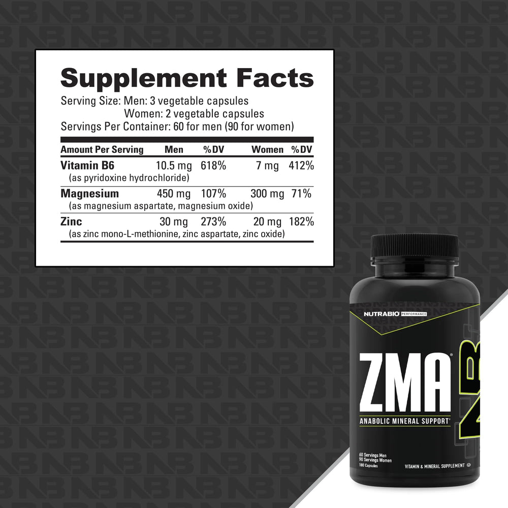 NutraBio ZMA bottle pour showing easy serving for nightly routines.