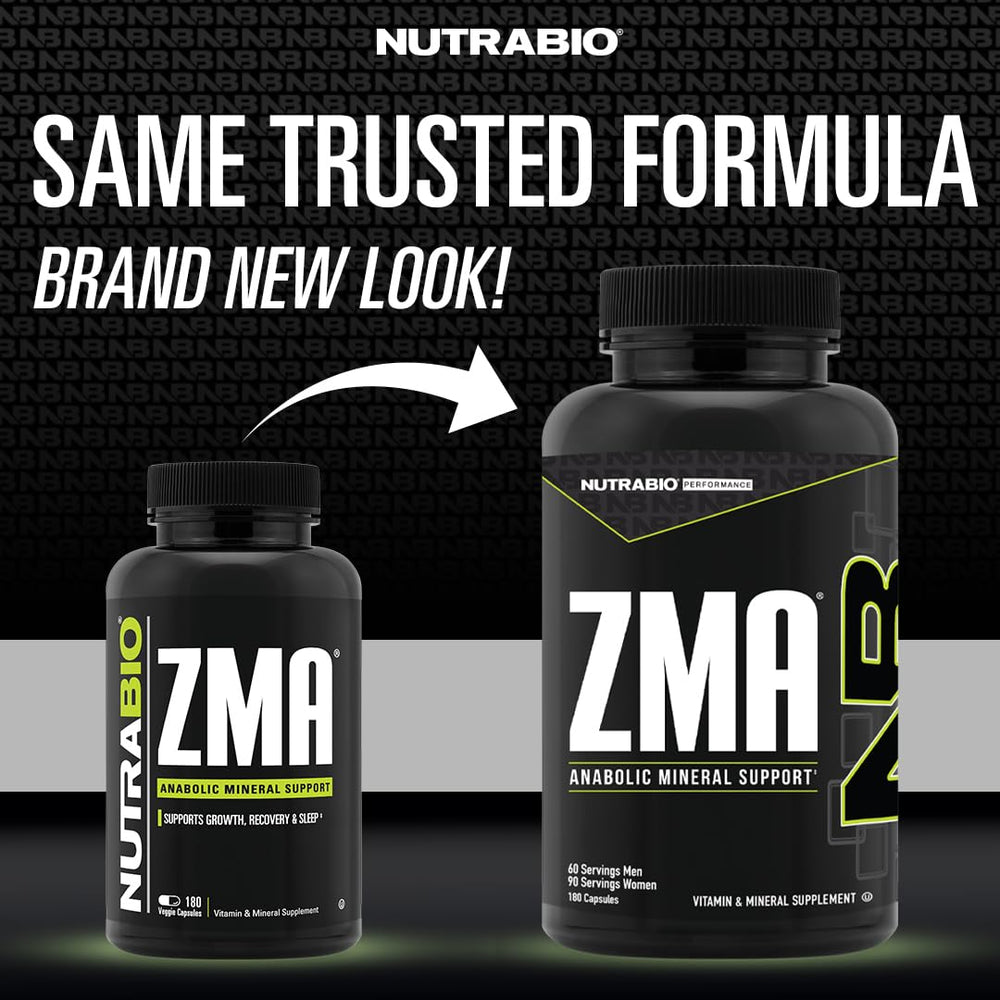 NutraBio ZMA capsules close-up highlighting the compact nightly form.