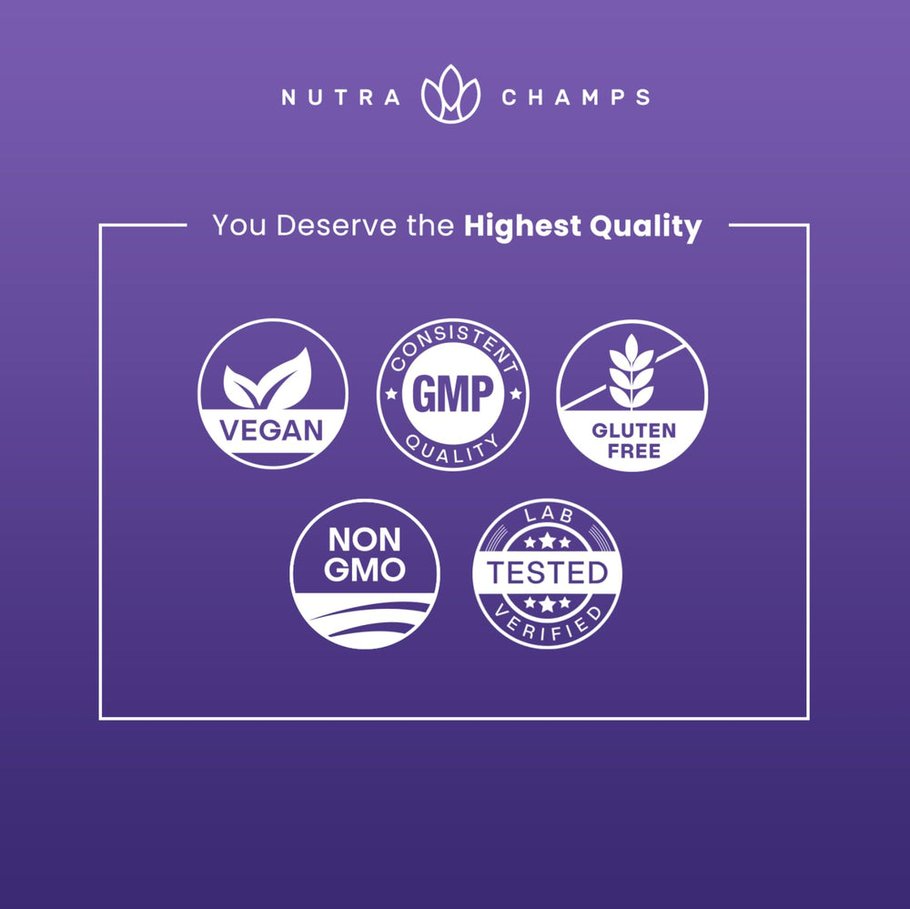 NutraChamps dosage options of 2.5mg, 5mg, and 10mg.
