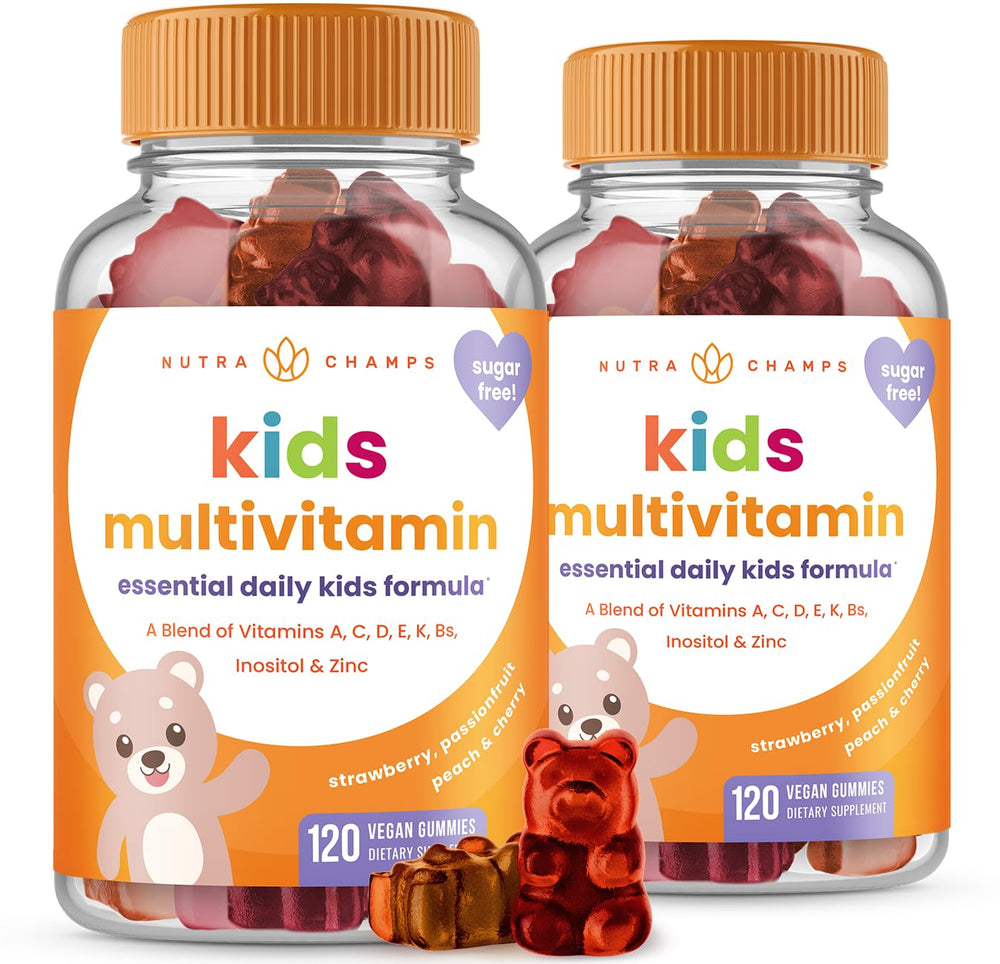 NutraChamps Kids Gummies Strawberry bottle supports daily nutrition and immune support.