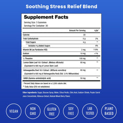 NutraChamps L-Theanine and GABA panel indicates non-drowsy calm focus