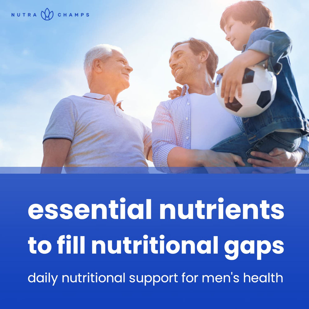 NutraChamps men's multivitamin two-pack box emphasizing value and convenience.