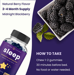 NutraChamps Sleep Gummies berry flavor chews illustrate tasty, easy-to-take nightly ritual.