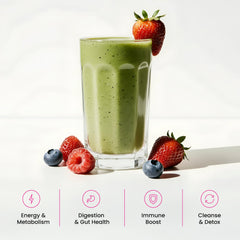 NutraChamps Super Greens shake bottle for busy mornings and hydration.