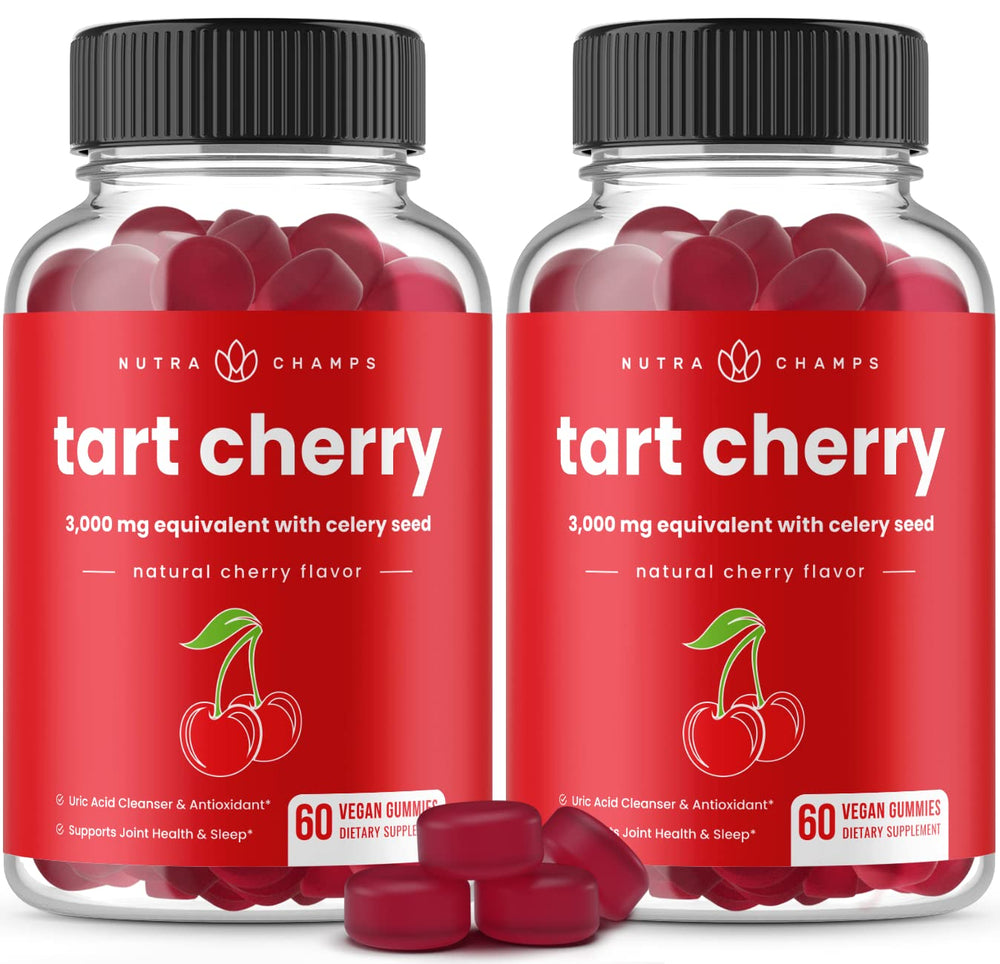 NutraChamps Tart Cherry Gummies pack front for daily wellness support.