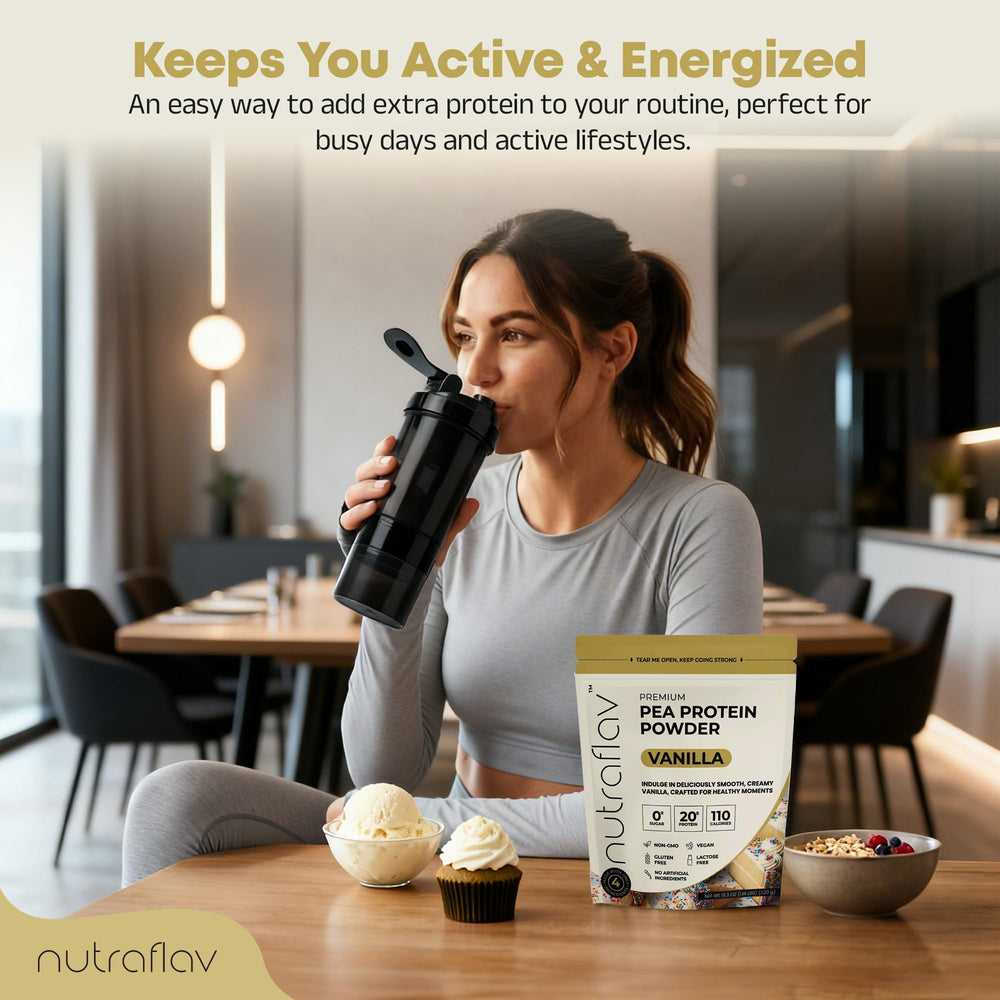 Nutraflav Iron-rich vegan protein scoop for easy daily servings