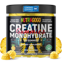 NUTRAGOGO Creatine Gummy pineapple bottle for convenient daily workouts