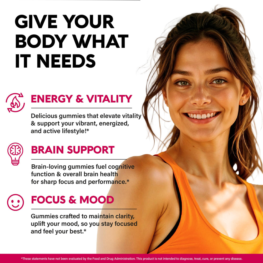 NUTRAHARMONY B-Complex gummies on serving for focus support