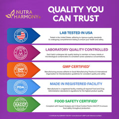 NutraHarmony label shot communicates brand identity and product benefits.
