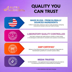 NUTRAHARMONY capsules in hand illustrate easy daily intake.