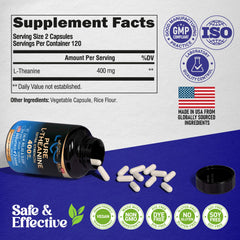 NUTRAHARMONY L-Theanine vegan non-GMO gluten-free formula.