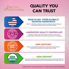 NUTRAHARMONY made in USA in GMP facility with third-party testing.