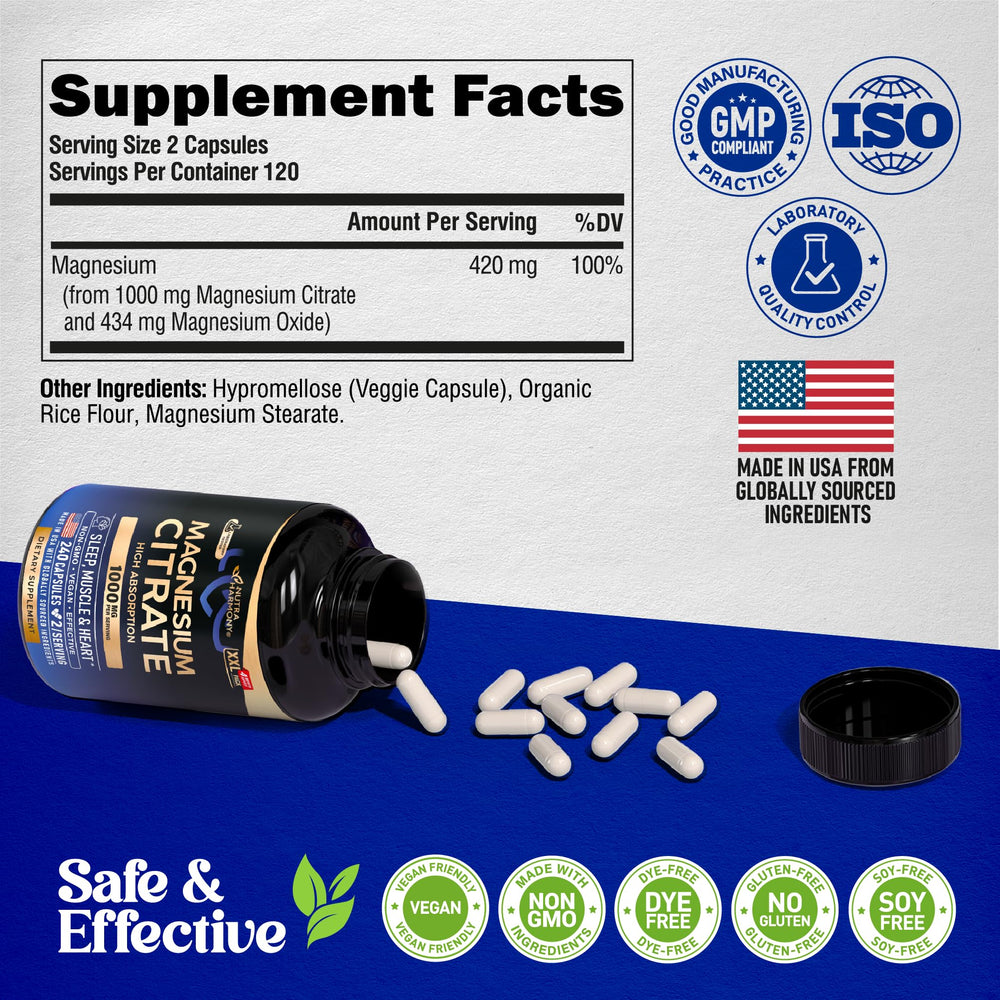 NUTRAHARMONY Magnesium Citrate ingredients panel image underscores transparent formulation