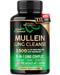 Nutraharmony Mullein leaf extract bottle drops for natural lung detox and easier breathing