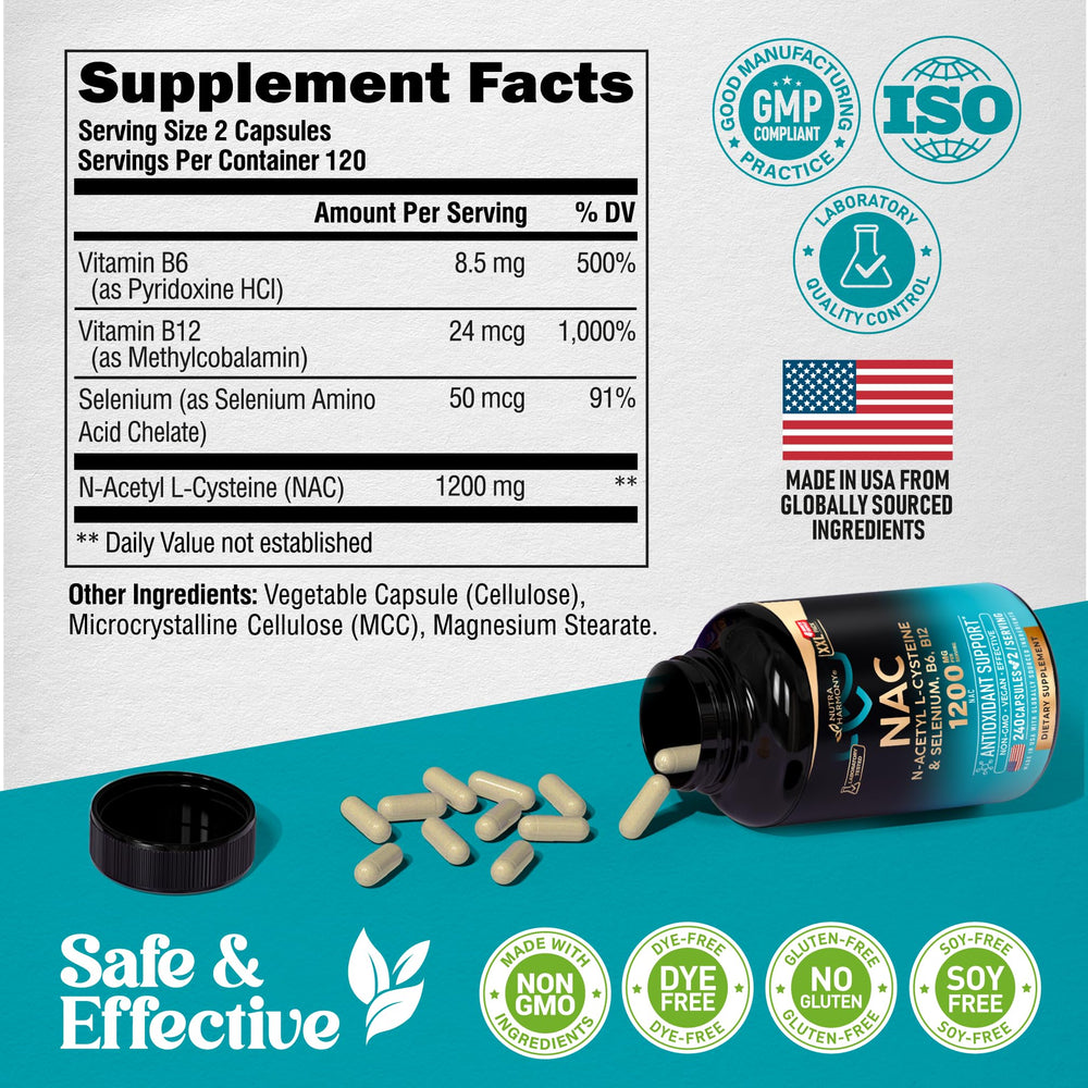 NAC label with nutrition facts hints at powerful antioxidant support