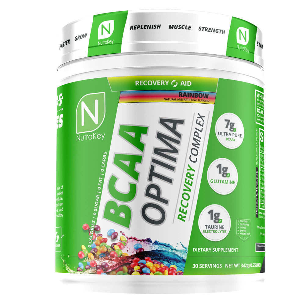NutraKey BCAA Optima post-workout bottle promoting hydration and recovery after training