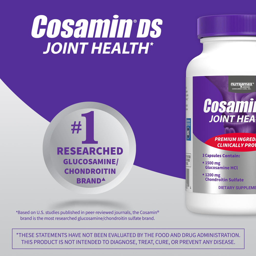 Nutramax Cosamin DS box front displaying packaging design.
