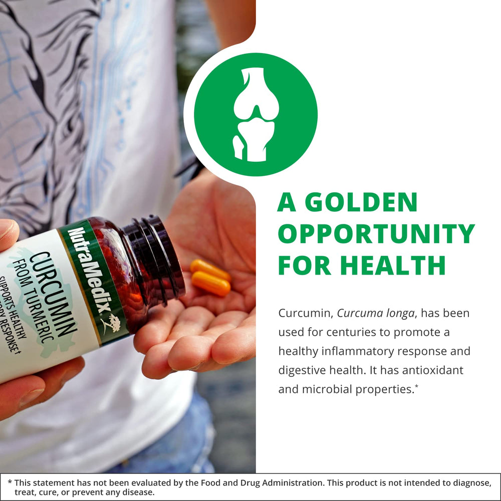 NutraMedix Curcumin label highlights organic status and certifications.