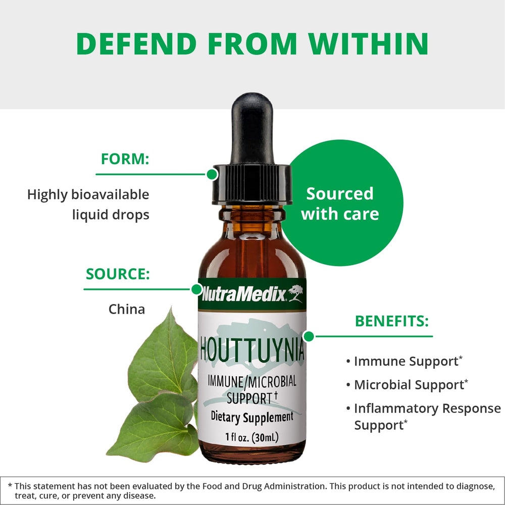 NutraMedix Houttuynia ingredients-panel highlights plant-based extract.