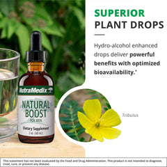 NutraMedix Natural Boost for Men bottle features ginkgo biloba and maca root.