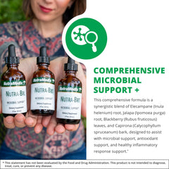 NutraMedix Nutra BBS ingredients blend image indicating Elecampane and blackberry for gut health.