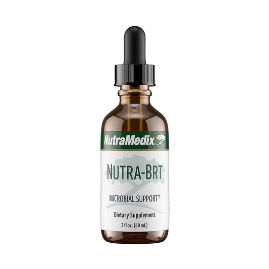 Nutra BRT bottle pour for easy dosing and herbal support.