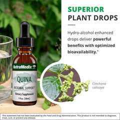 NutraMedix Quina drops added to water for easy daily use.