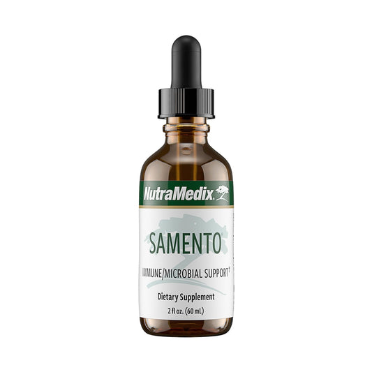 NutraMedix Samento tincture bottle with amber liquid for immune support.