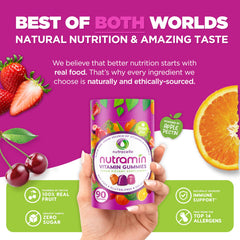 Nutramin vegan gummies cherry close-up highlighting soft texture and berry taste