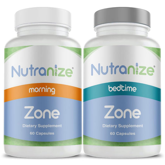 Nutranize Zone twin-pack morning bottle showing organized capsules for daytime use.
