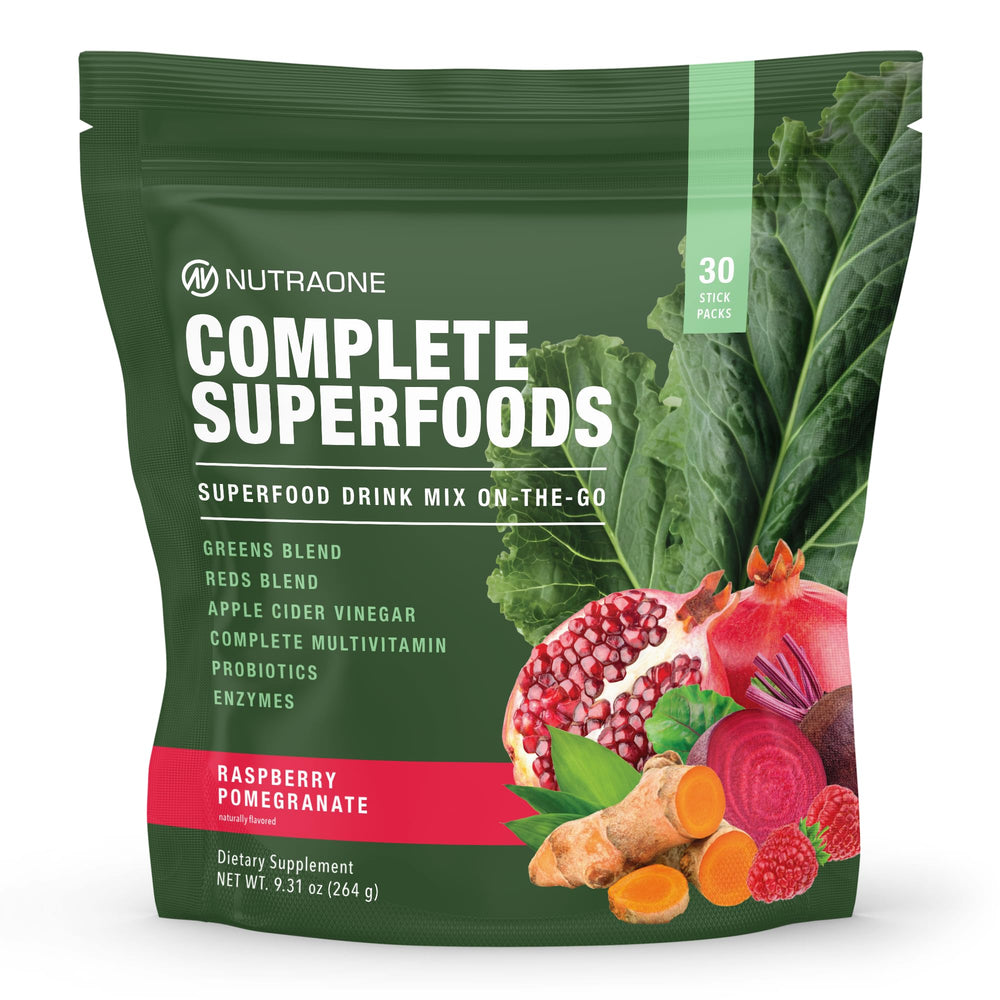 NutraOne Complete SuperFoods raspberry pomegranate stick pack for on the go