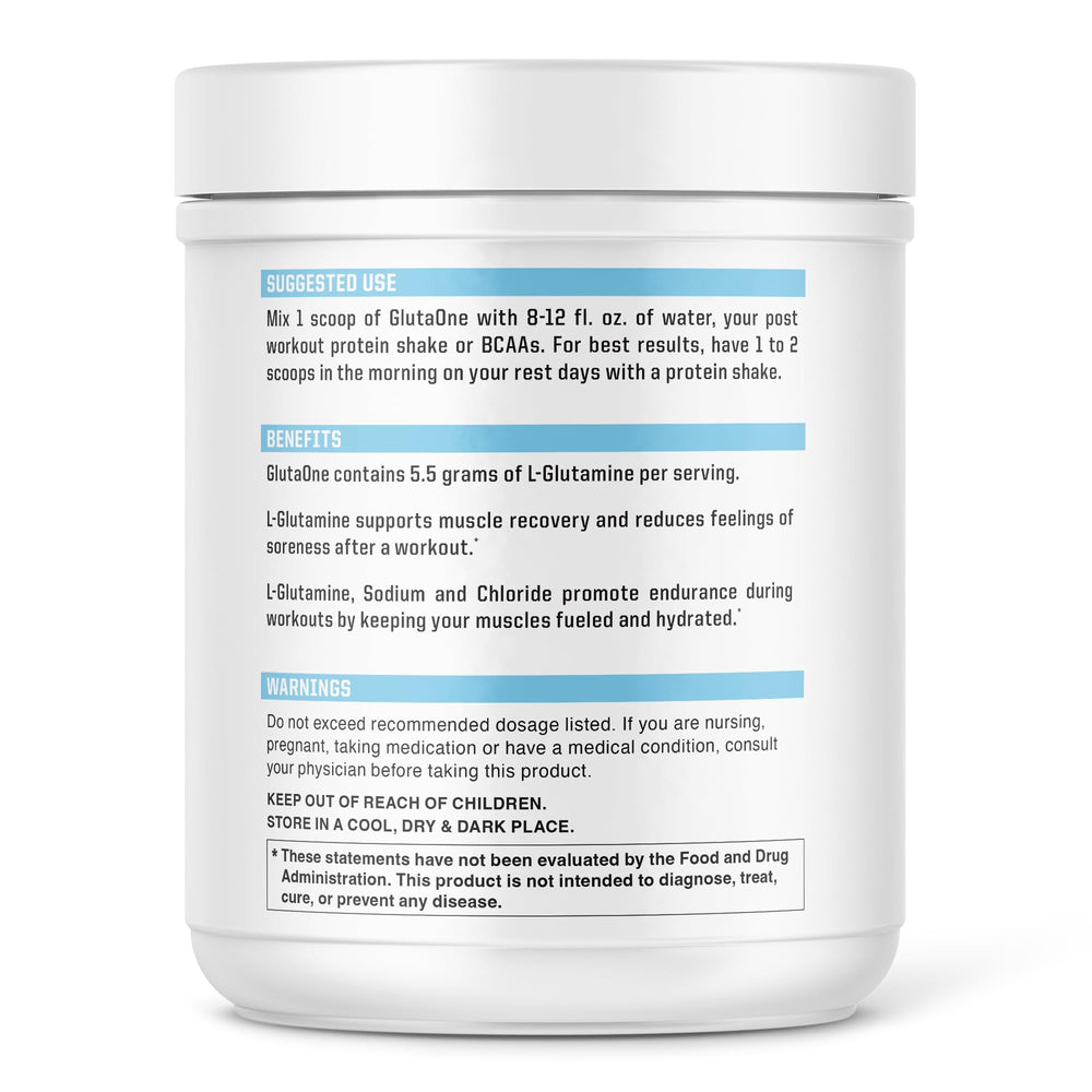 NutraOne GlutaOne measuring scoop demonstrates easy dosing for consistent recovery support