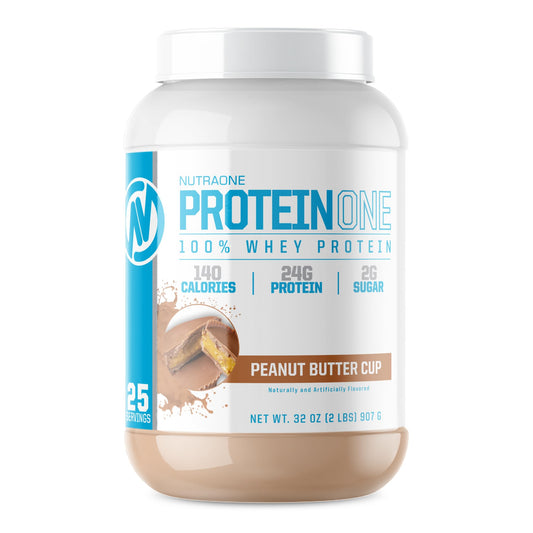 NutraOne ProteinOne Chocolate PB Cup bottle, great post-workout shake option.