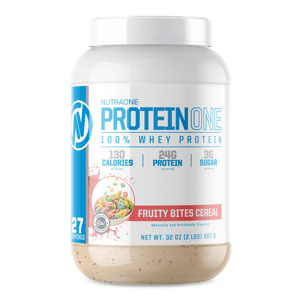 NutraOne ProteinOne whey container highlights high-protein powder for recovery and growth.