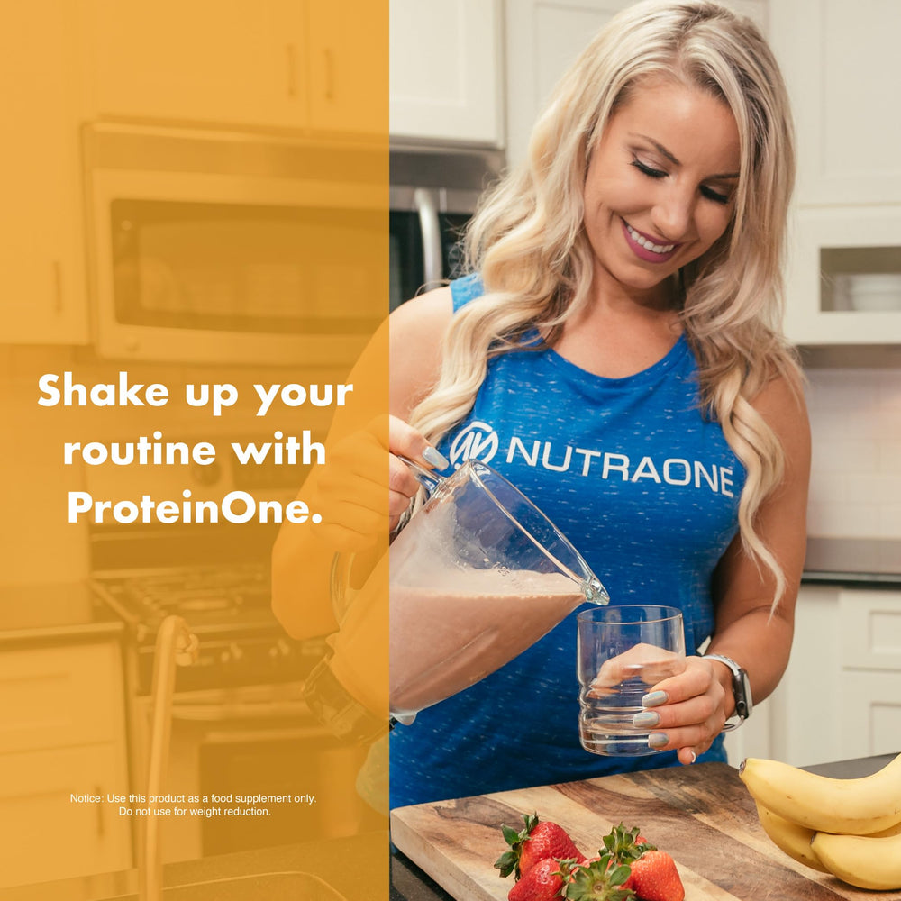 NutraOne ProteinOne flavors display showcases variety and flavor appeal.