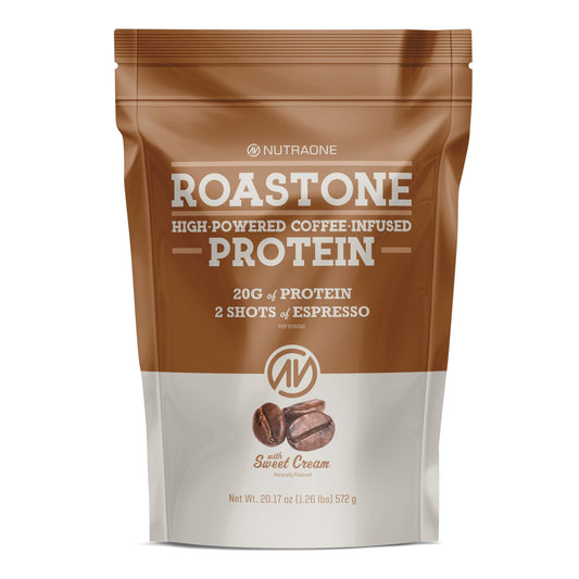 NutraOne RoastOne bottle showcases creamy iced cappuccino flavor for energy
