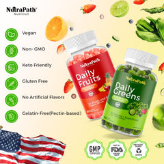 NutraPath gummies closeup showcases vibrant fruit and vegetable colors