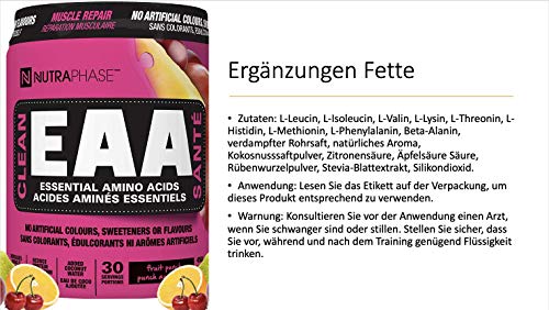 NutraPhase Clean EAA fruit punch flavor powder for intra-workout refreshment