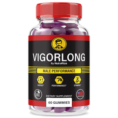 NutraRize VigorLong Male Gummies bottle front view for daily energy support