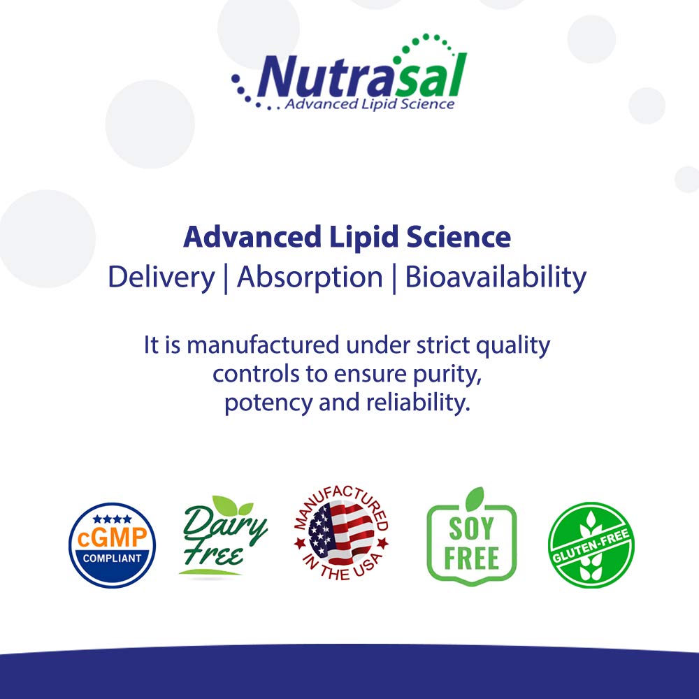 Nutrasal LipoZome packaging shows compact 2 fl oz bottle
