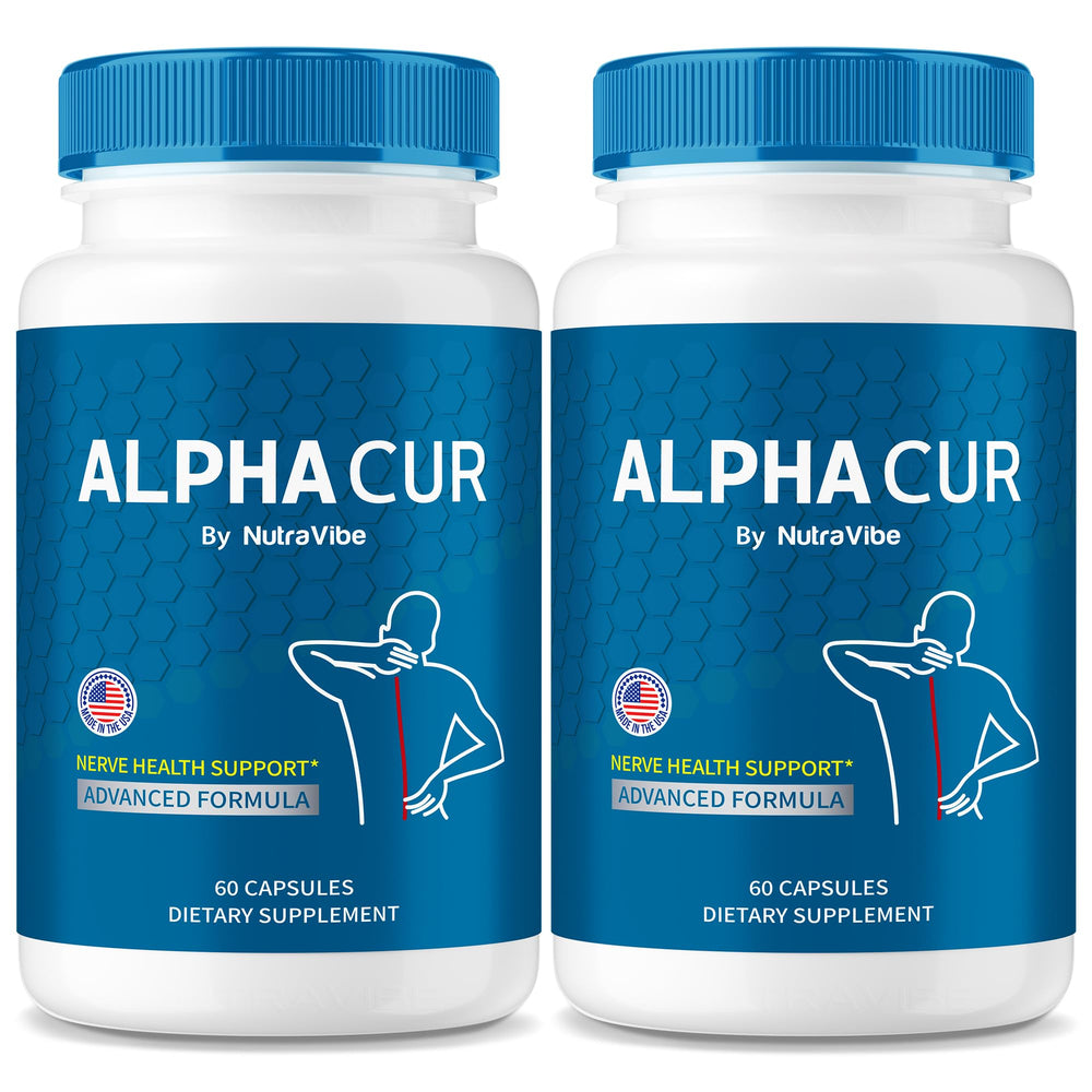 NutraVibe AlphaCur bottle-front view supporting daily nerve comfort and mobility.