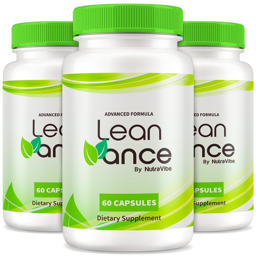 NutraVibe LeanVance capsules bottle on a clean counter for daily energy support