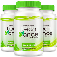 NutraVibe LeanVance capsules bottle on a clean counter for daily energy support