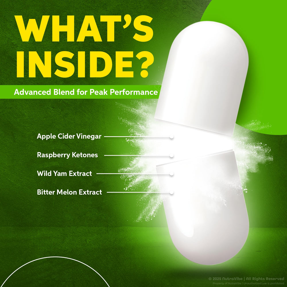 Bottle label visible showing 180 capsules and all natural formula