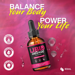 NutraVibe Libid Intense Drops close-up reveals label and natural blend.