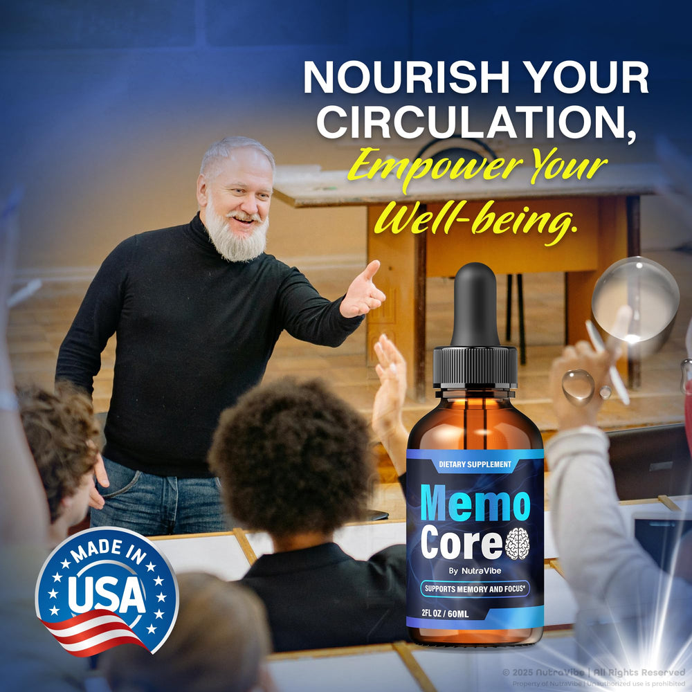 Travel-friendly NutraVibe Memo Core bottle setup for daily routines.